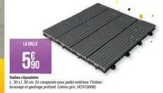 5%  dalles clipnables  l 30 x 30 cm en composite pour jardin eni finition brossage et patage profond coloris gris (42910008) 