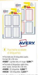 E Pochette scolaire d'étiquettes  AVERY. 