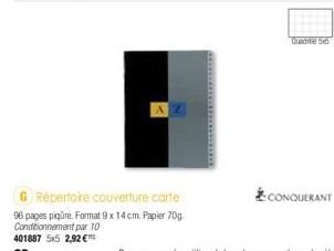 AZ  GRépertoire couverture carte  96 pages piqûre. Format 9 x 14 cm. Papier 70g Conditionnement par 10  401887 5x5 2,92 €  22  Quede 50 