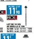 lot de 10 vis ap bois 6.5 x 100 ral 5008-lelet 2501987 11690 ral 8012-lelet 251997711654 