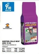 MORTIER-COLLE NEUF GRIS 10 KG Sols et murs intérieurs  exterius  Gris 224 9680 kg Blanc 702249593594  MORTE COLLE AUTION THE  15 