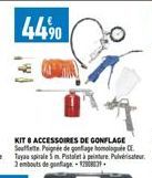 44⁹0  KIT & ACCESSOIRES DE GONFLAGE Soufflete Poignée de gonflage homolog Tuyau spirale 5 m Pistolet à peinture, Pulvérisateur. 3 embouts de gonflage 2009 