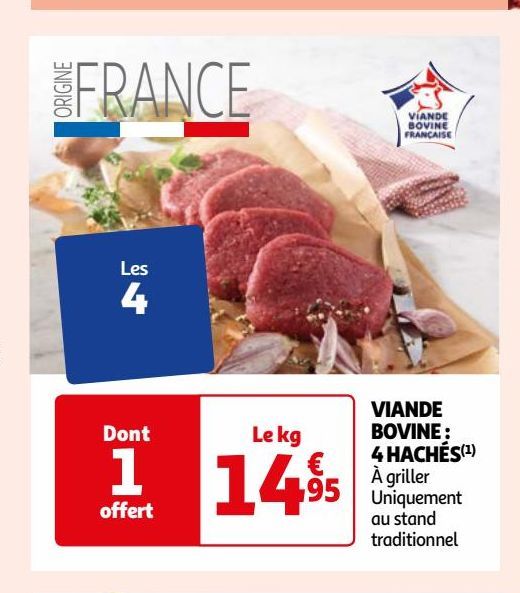 VIANDE BOVINE: 4 HACHÈS(1)