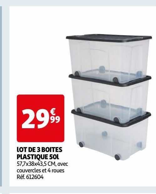 lOT DE 3 BOITES PlASTIQUE 50l