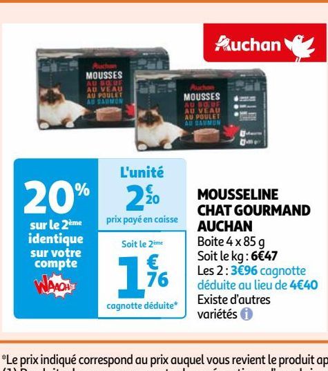 MOUSSELINE CHAT GOURMAND AUCHAN