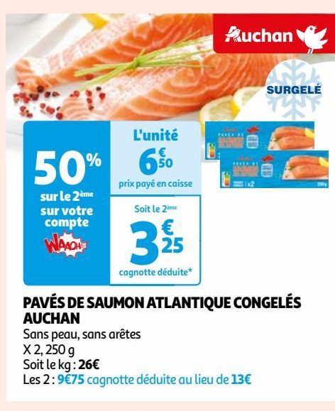 PAVÉS DE SAUMON ATLANTIQUE CONGELÉS AUCHAN