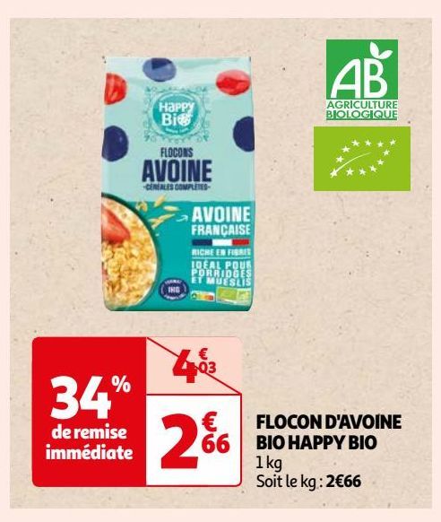  FLOCON D'AVOINE BIO HAPPY BIO