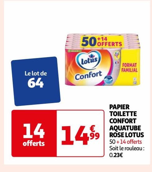 PAPIER TOILETTE CONFORT AQUATUBE ROSE LOTUS