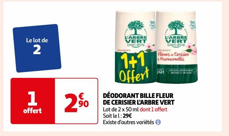 DÉODORANT BILLE FLEUR DE CERISIER L'ARBRE VERT