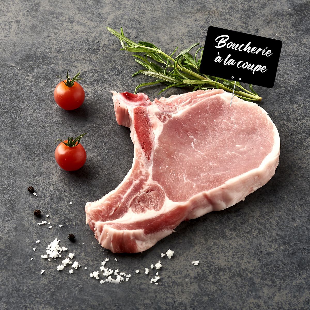 PORC LABEL ROUGE FILIÈRE AUCHAN "CULTIVONS LE BON": CÔTE PREMIÈRE OU ÉCHINE AVEC OS