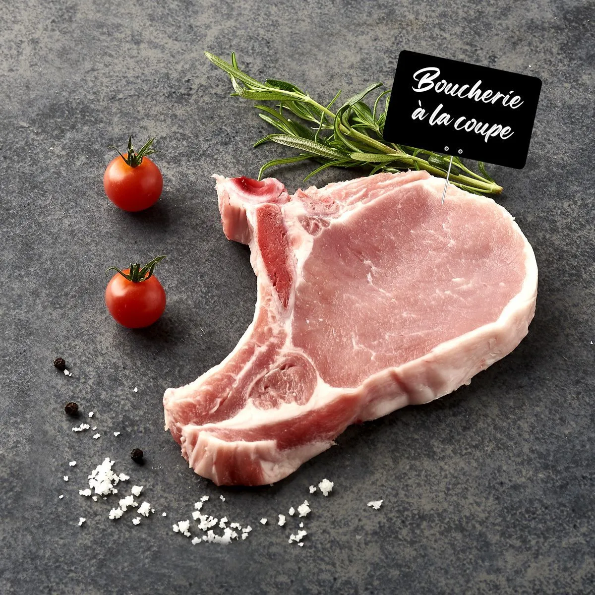 porc label rouge filière auchan "cultivons le bon": côte première ou échine avec os