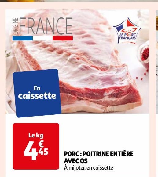 PORC : POITRINE ENTIÈRE AVEC OS