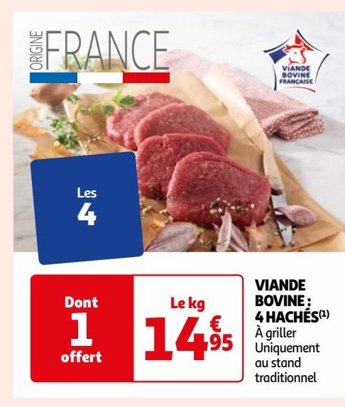 VIANDE BOVINE : 4 HACHÉS(1)