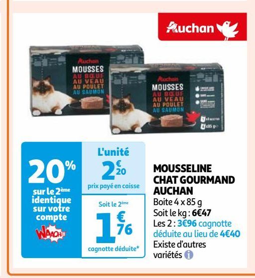 Mousseline chat gourmand Auchan