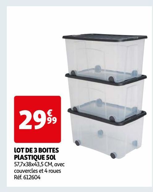 lOT DE 3 BOITES PlASTIQUE 50l