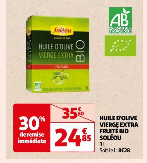 huile d'olive vierge extra fruitè bio Solèou