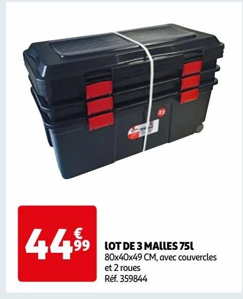 99 lot de 3 malles 75l