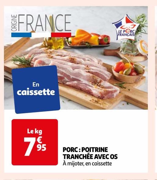 PORC : POITRINE TRANCHÉE AVEC OS