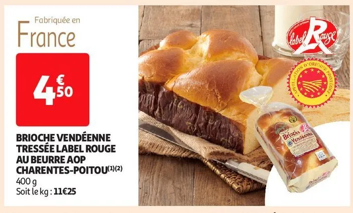 brioche vendéenne tressée label rouge au beurre aop charentes-poitou