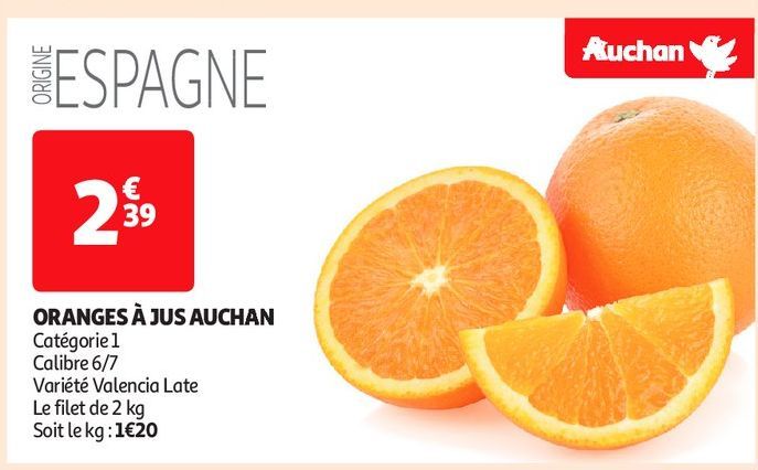 ORANGES À JUS AUCHAN