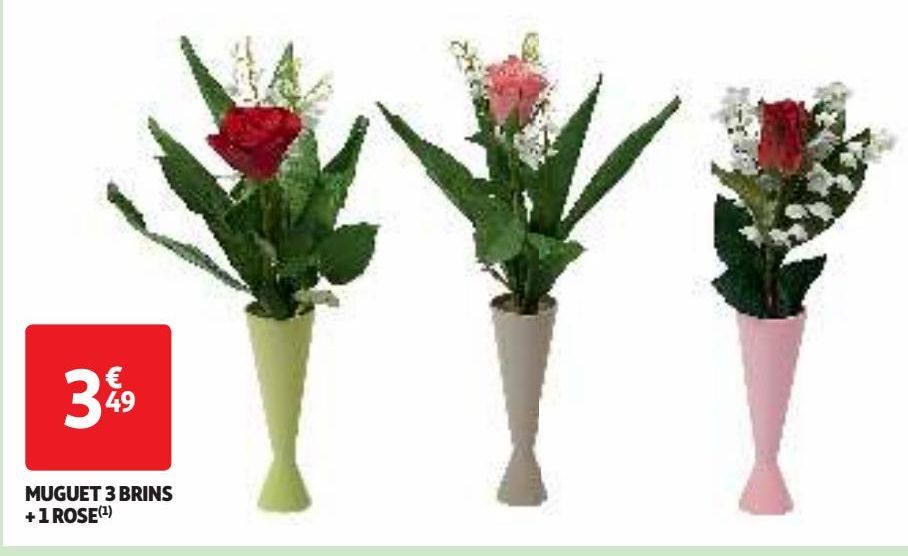  MUGUET 3 BRINS + 1 ROSE