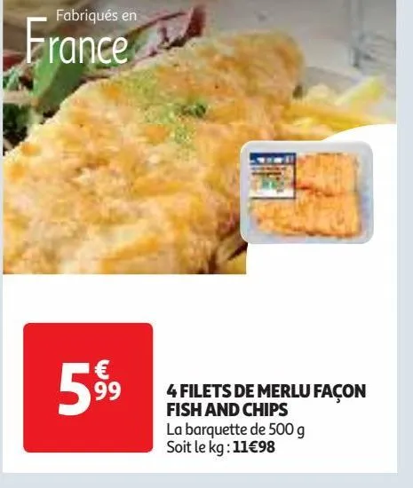 4 filets de merlu façon fish and chips