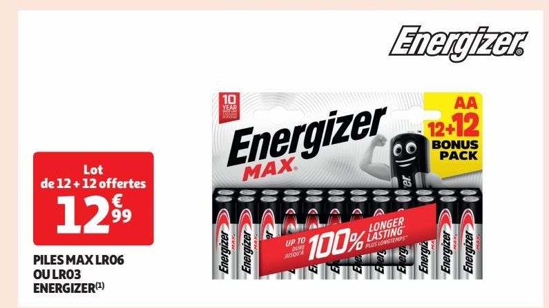 PILES MAX LR06 OU LR03 ENERGIZER