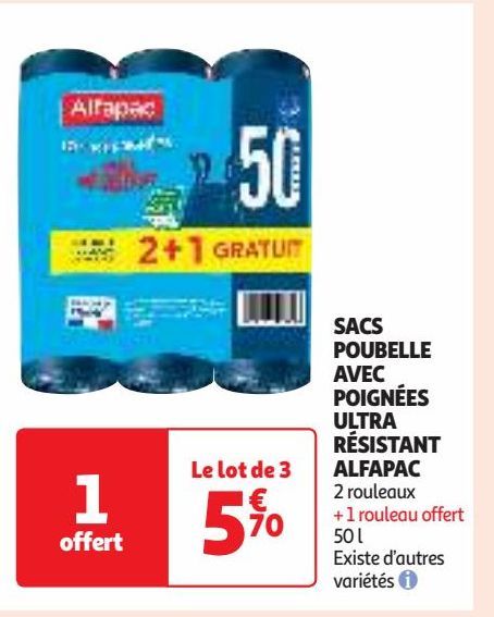 SACS POUBELLE AVEC POIGNÉES ULTRA RÉSISTANT ALFAPAC