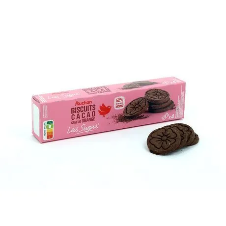 biscuit cacao  saveur orange less  sugar auchan