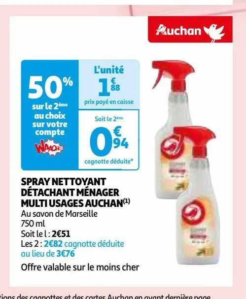 spray nettoyant  détachant ménager  multi usages auchan