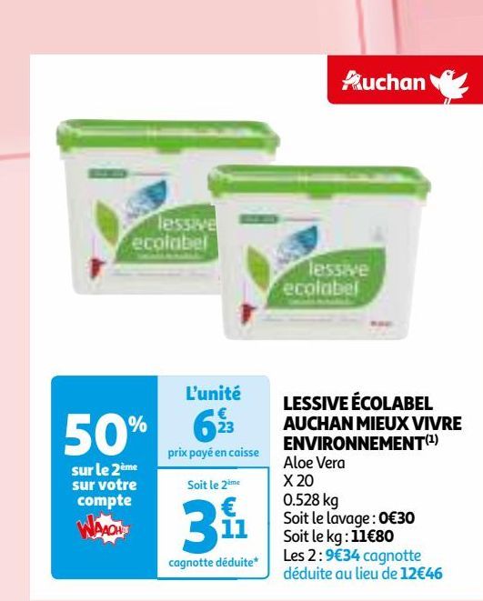 LESSIVE ÉCOLABEL  AUCHAN MIEUX VIVRE  ENVIRONNEMENT