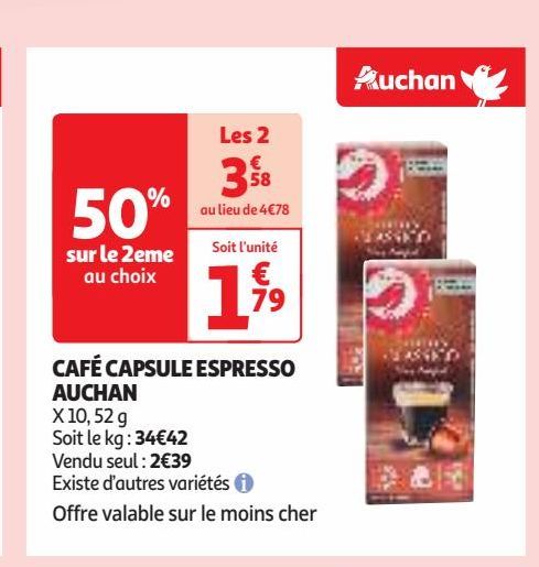 CAFÉ CAPSULE ESPRESSO  AUCHAN