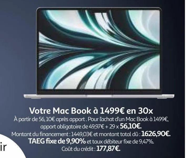 votre mac book à 1499€ en 30x