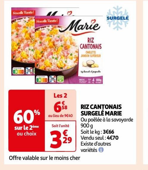 RIZ CANTONAIS SURGELÉ MARIE