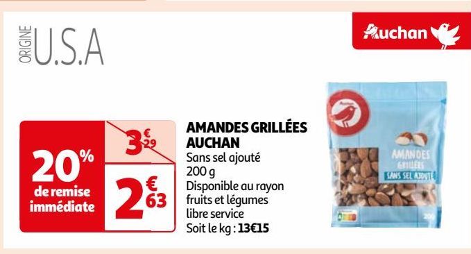 AMANDES GRILLÉES AUCHAN 