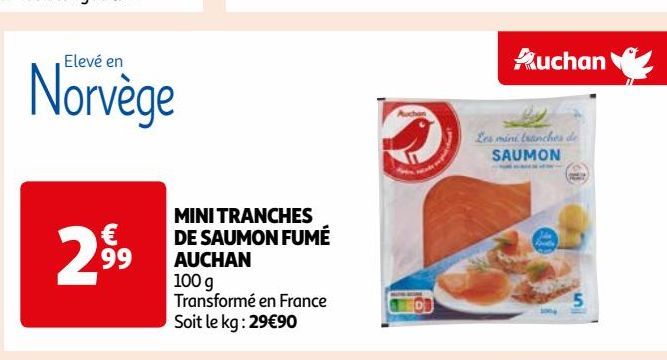 MINI TRANCHES DE SAUMON FUMÉ AUCHAN