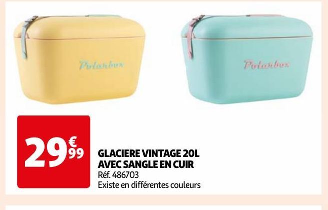 GLACIERE VINTAGE 20L AVEC SANGLE EN CUIR 