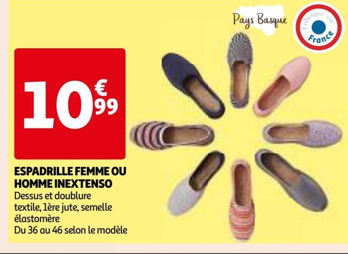 ESPADRILLE FEMME OU HOMME INEXTENSO
