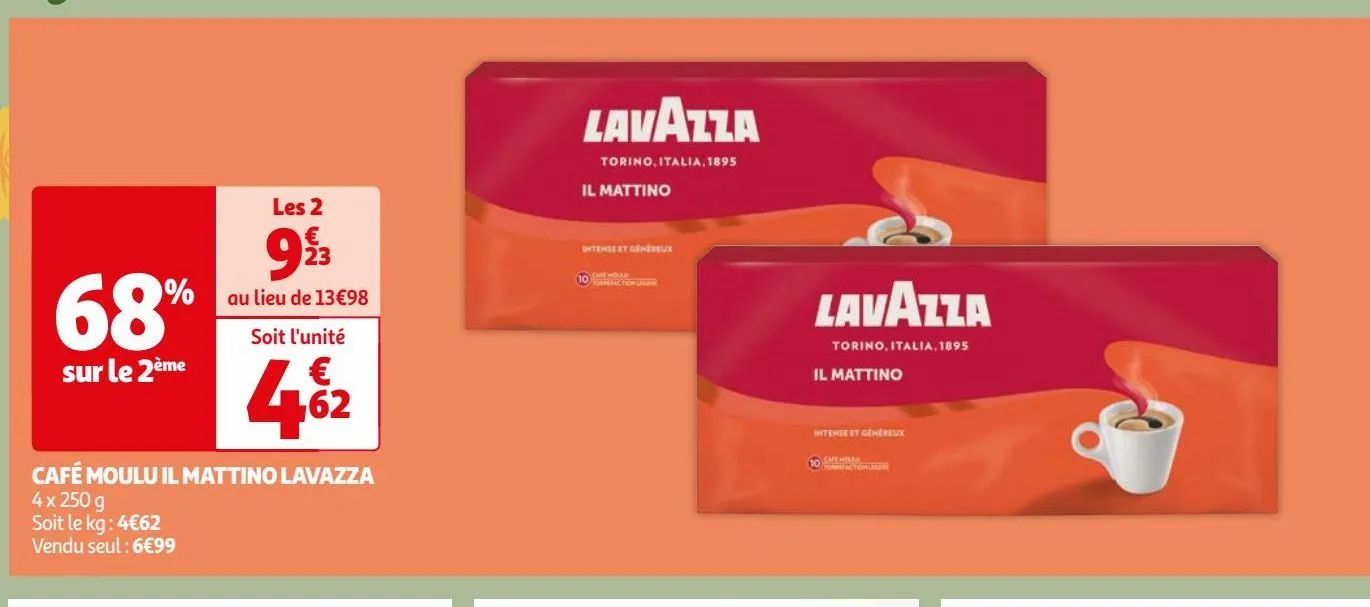 CAFE LAVAZZA MOULU MATTINON 250G - Supermarché moins cher