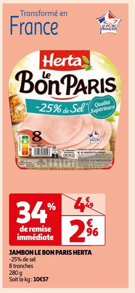 jambon le bon paris herta 