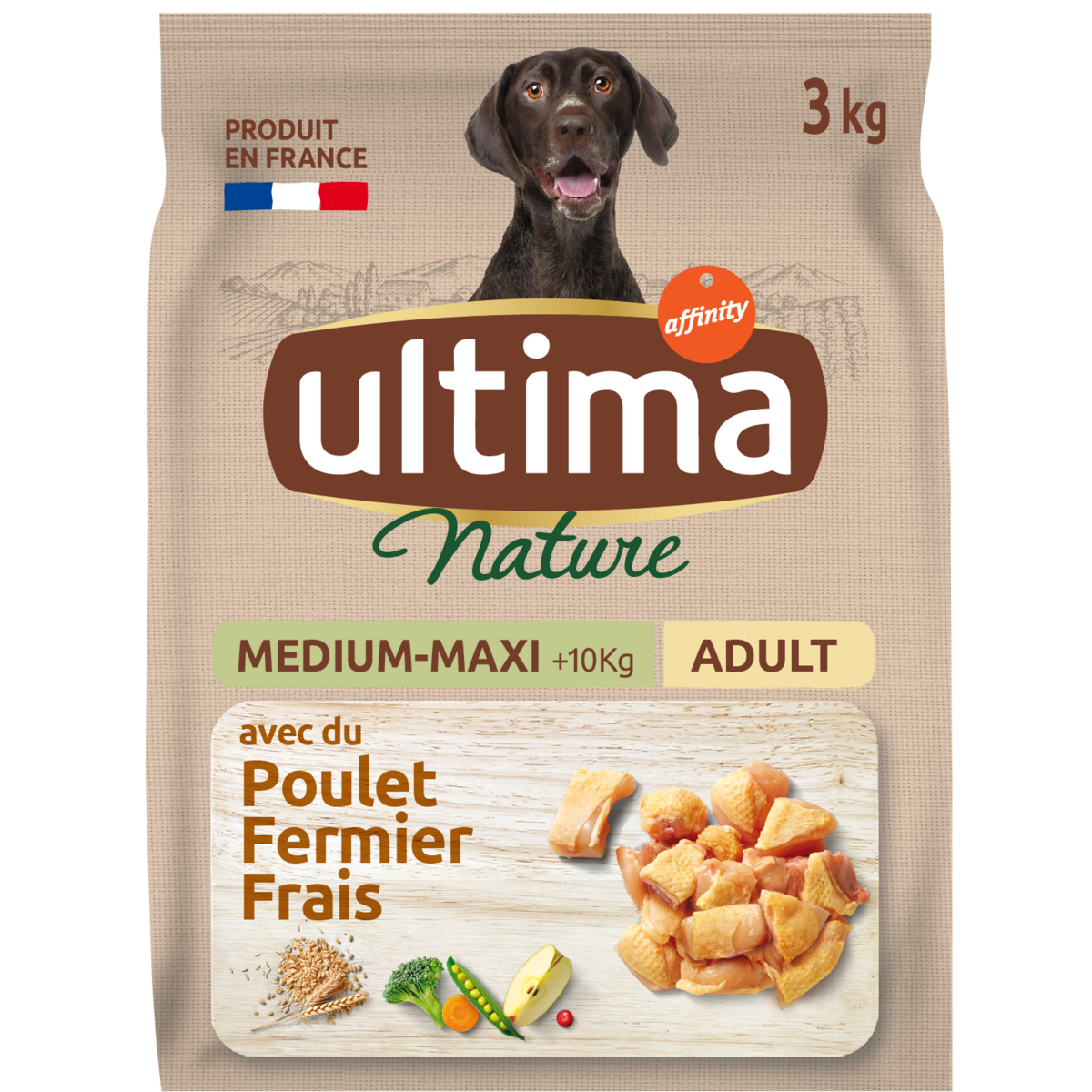 CROQUETTES POUR CHIEN MEDIUM MAXI AU POULET ULTIMA NATURE 