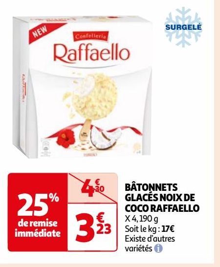 BÂTONNETS GLACÉS NOIX DE COCO RAFFAELLO