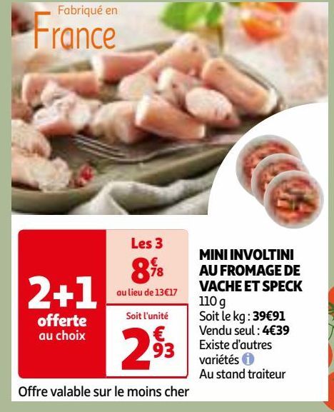 MINI INVOLTINI AU FROMAGE DE VACHE ET SPECK