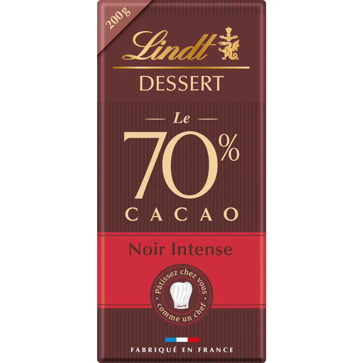 tablettes de chocolat 70% cacao intense lindt dessert
