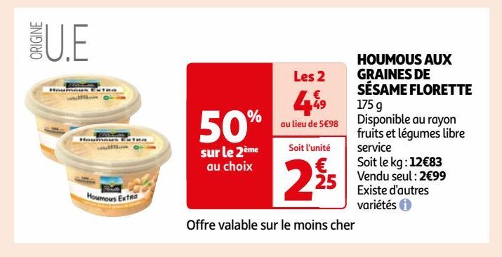 HOUMOUS AUX GRAINES DE SÉSAME FLORETTE