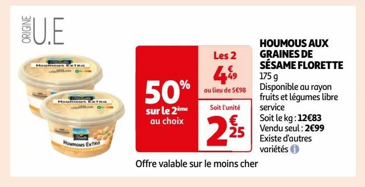 houmous aux graines de sésame florette