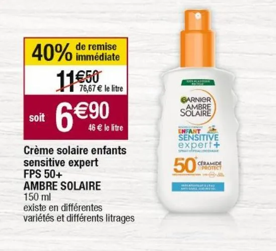 crème solaire garnier