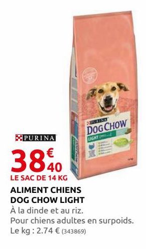 Aliment chiens dig chiw light