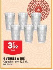 HOOG  399  6 VERRES À THÉ Capacité: env. 12,5 cl. Rt5011511 