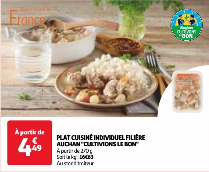 PLAT CUISINÉ INDIVIDUEL FILIERE AUCHAN "CULTIVIONS BON"